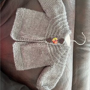 Cozy Gray Knit Baby Cardigan